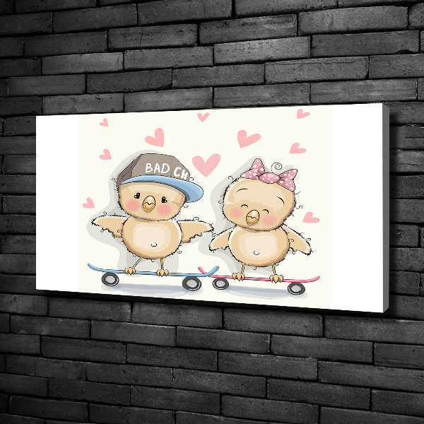 Canvas foto Vogels op een skateboard