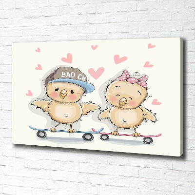 Canvas foto Vogels op een skateboard