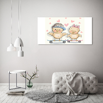 Canvas foto Vogels op een skateboard