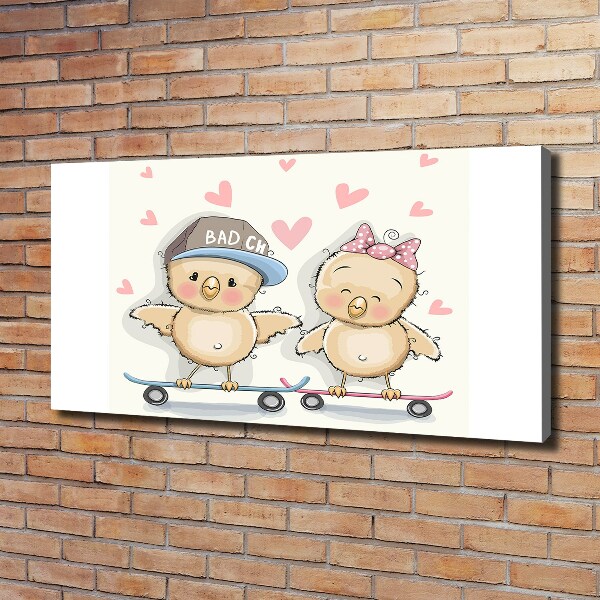 Canvas foto Vogels op een skateboard