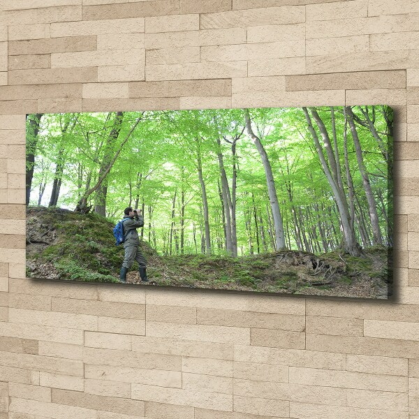 Foto canvas Ornitholoog in het bos