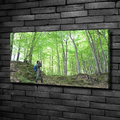 Foto canvas Ornitholoog in het bos