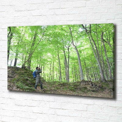 Foto canvas Ornitholoog in het bos