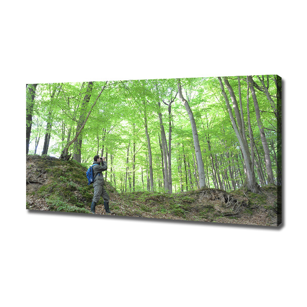 Foto canvas Ornitholoog in het bos