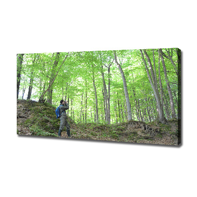 Foto canvas Ornitholoog in het bos