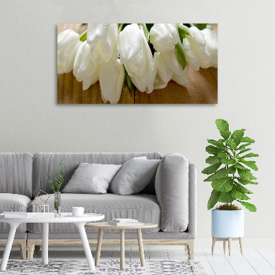Canvas foto Witte tulpen