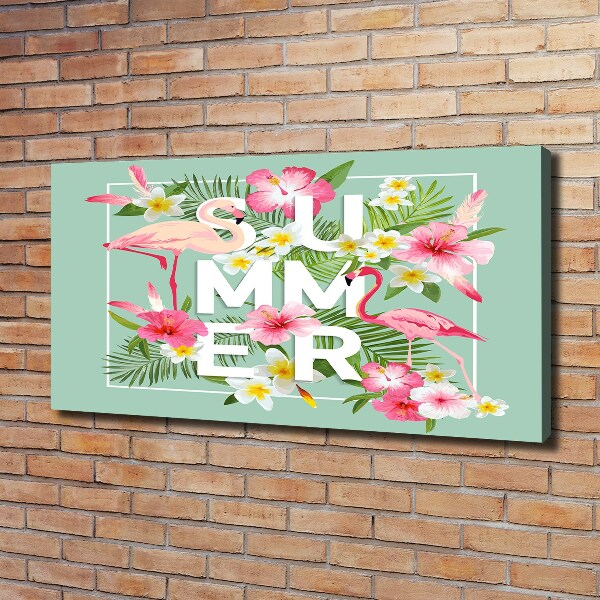 Schilderij op canvas Vakanties en flamingo's