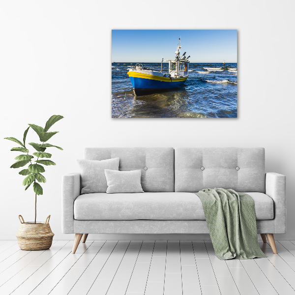 Foto canvas Een patrouilleboot op zee