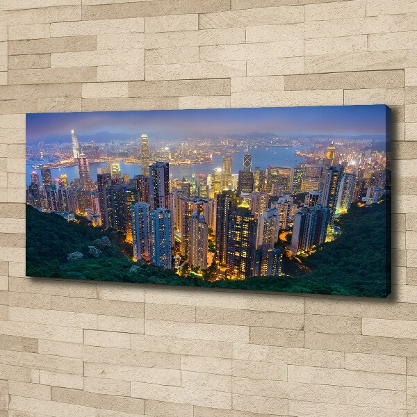 Schilderij op canvas Hong Kong 's nachts