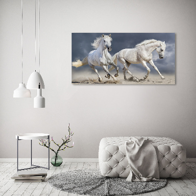 Canvas foto Witte paardenstrand