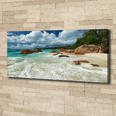 Canvas foto Strand op de Seychellen