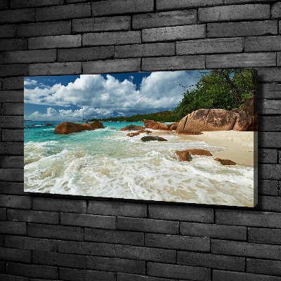 Canvas foto Strand op de Seychellen