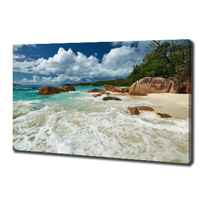 Canvas foto Strand op de Seychellen