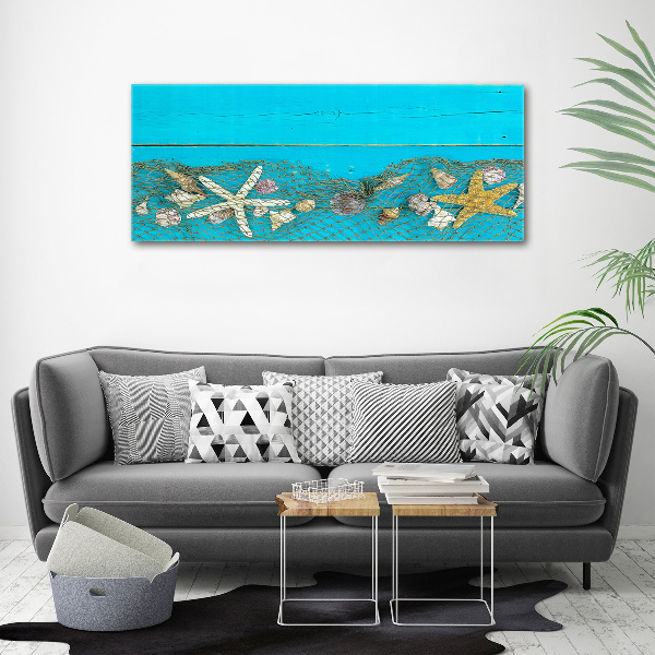 Foto canvas Zeesterren en schelpen