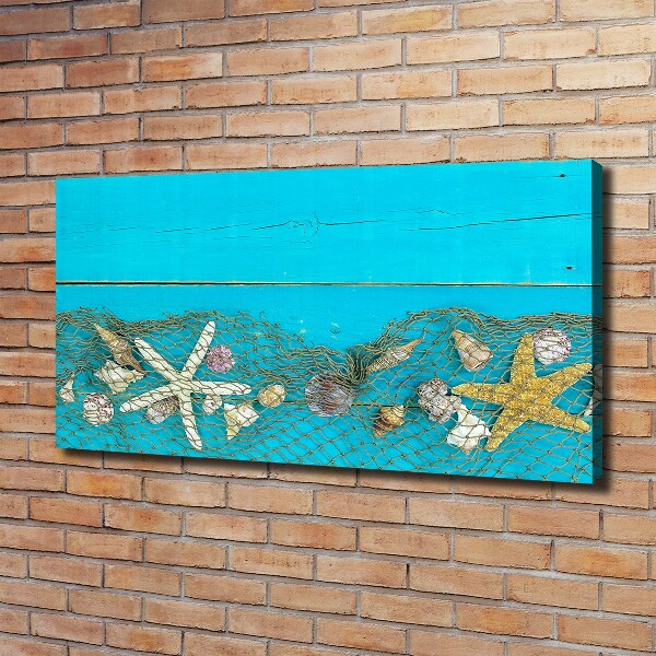 Foto canvas Zeesterren en schelpen