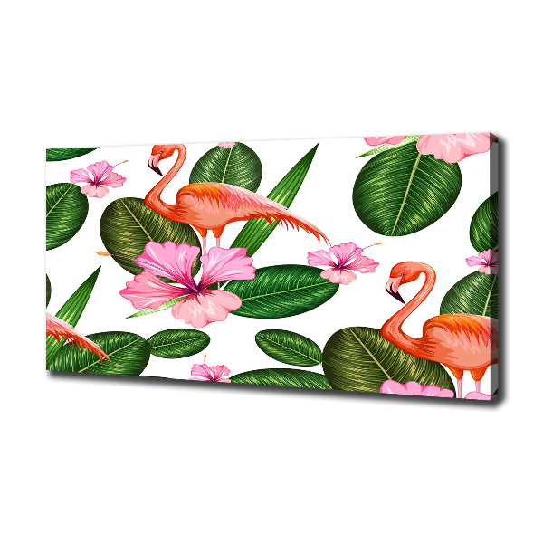 Foto canvas Flamingo's en planten