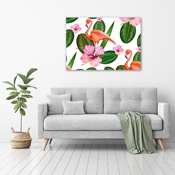 Foto canvas Flamingo's en planten