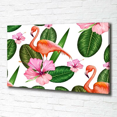 Foto canvas Flamingo's en planten