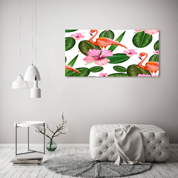 Foto canvas Flamingo's en planten