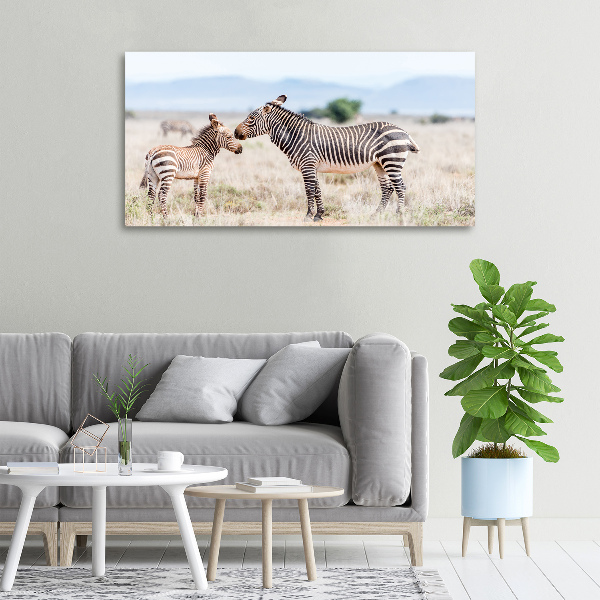 Canvas schilderij Zebra's in de bergen