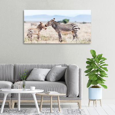 Canvas schilderij Zebra's in de bergen