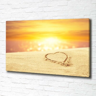 Canvas foto Hart in het zand