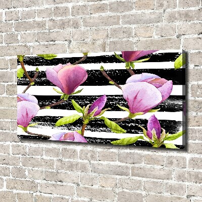 Foto canvas Gestreepte magnolia