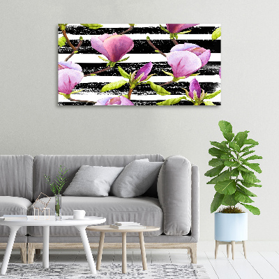 Foto canvas Gestreepte magnolia