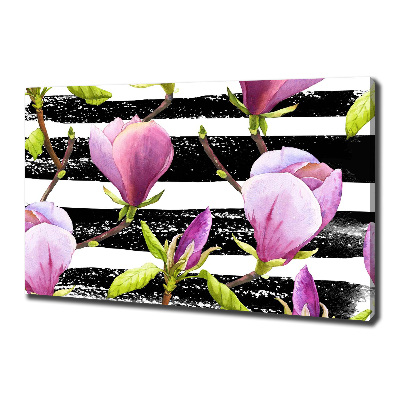 Foto canvas Gestreepte magnolia