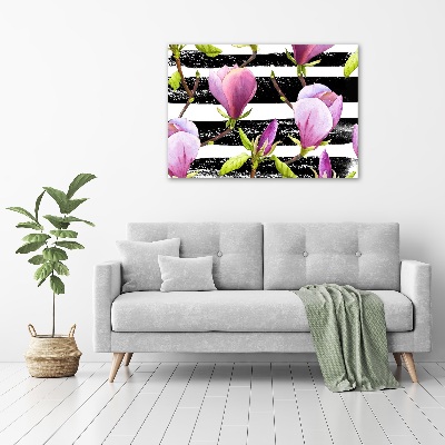 Foto canvas Gestreepte magnolia