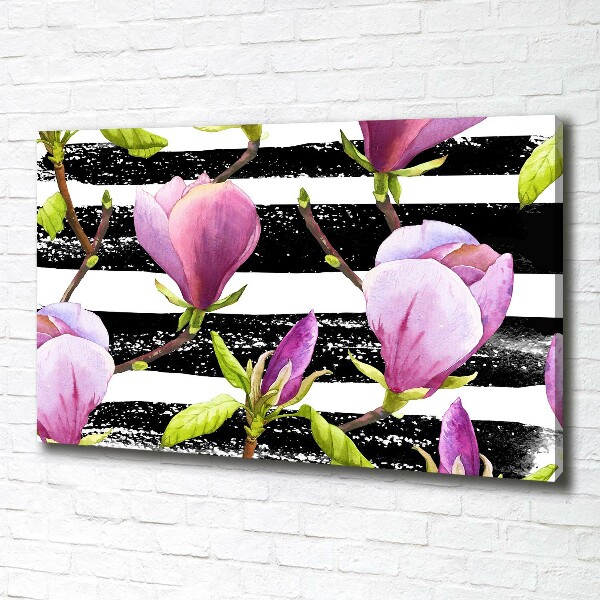 Foto canvas Gestreepte magnolia
