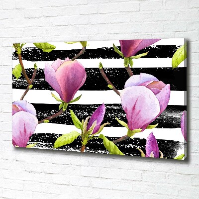Foto canvas Gestreepte magnolia