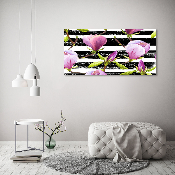 Foto canvas Gestreepte magnolia