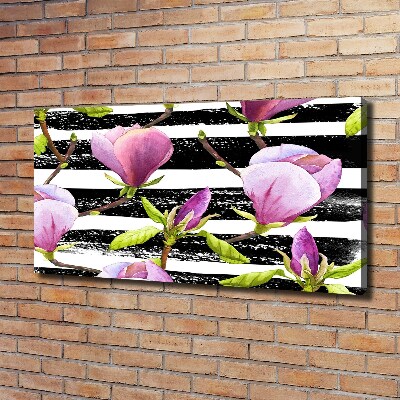 Foto canvas Gestreepte magnolia