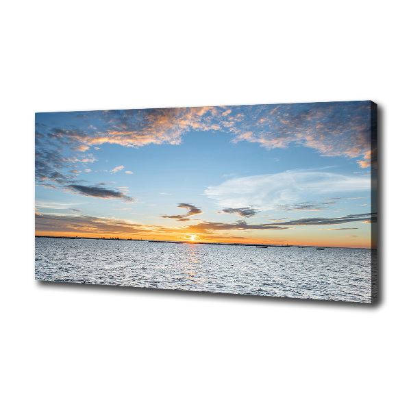 Canvas foto Schemering aan zee