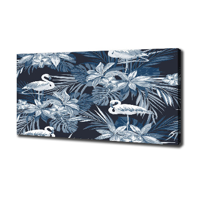 Canvas foto Flamingo's en planten