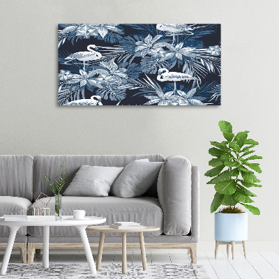 Canvas foto Flamingo's en planten