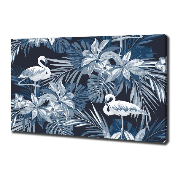 Canvas foto Flamingo's en planten
