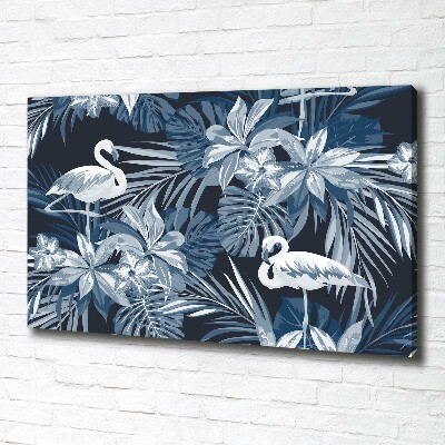 Canvas foto Flamingo's en planten