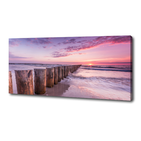 Canvas foto Houten golfbreker
