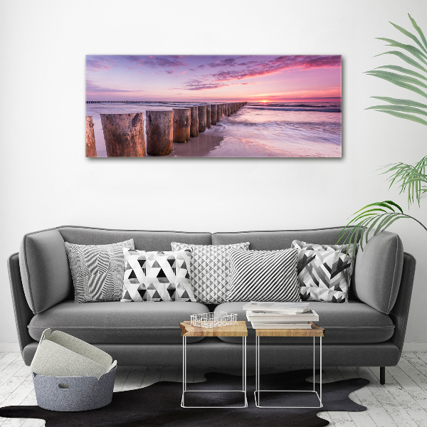 Canvas foto Houten golfbreker