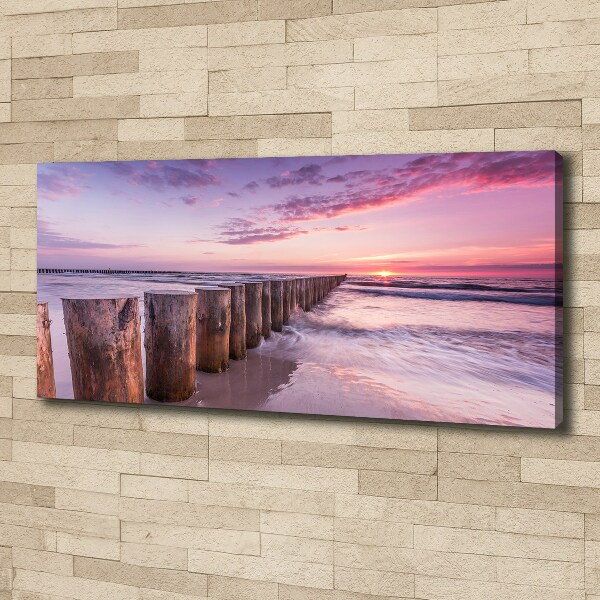 Canvas foto Houten golfbreker