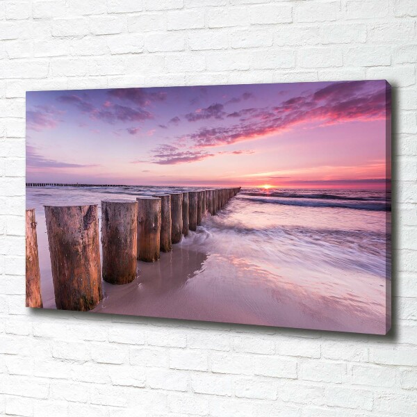 Canvas foto Houten golfbreker
