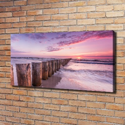 Canvas foto Houten golfbreker