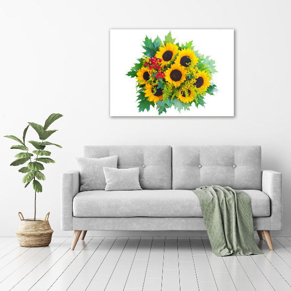 Foto op canvas Een boeket zonnebloemen