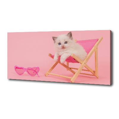 Foto canvas Kat op een ligstoel