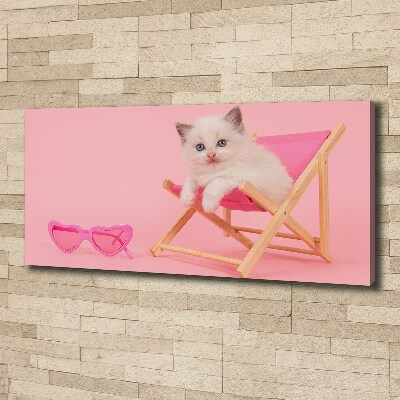 Foto canvas Kat op een ligstoel