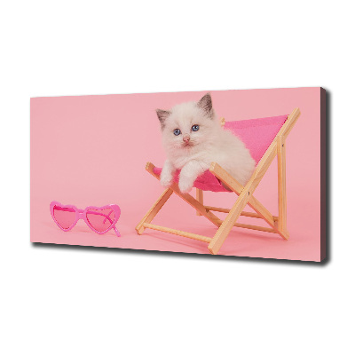 Foto canvas Kat op een ligstoel