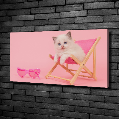 Foto canvas Kat op een ligstoel