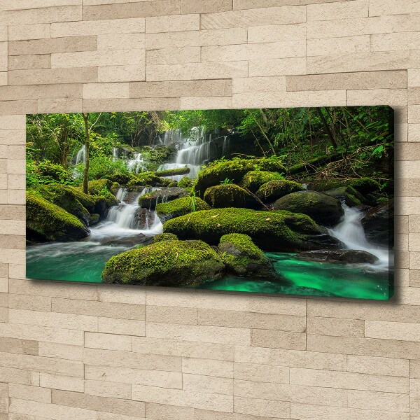 Canvas foto Waterval in het bos